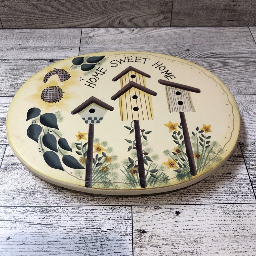 Oval Wood Candle Cover 8x6" Home Sweet Home Birdhouses‎ Hand Painted